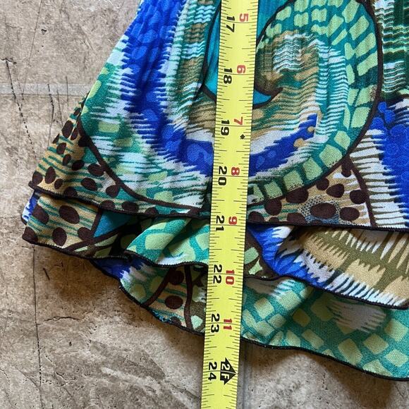 Vtg Y2K Top Size S Multi-color Leopard Abstract Trumpet Sleeve Fairy Boho Artsy - Picture 6 of 8